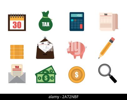 bundle of business set icons Stock Vector