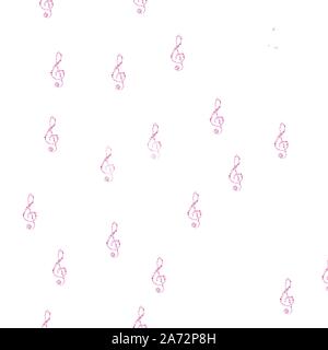 Seamless pink melodies note pattern repeating texture with white background illustration vector design Stock Vector