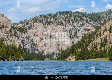 An overlooking landscape of Gates of the Mountain in Helena National Forest, Montana Stock Photo