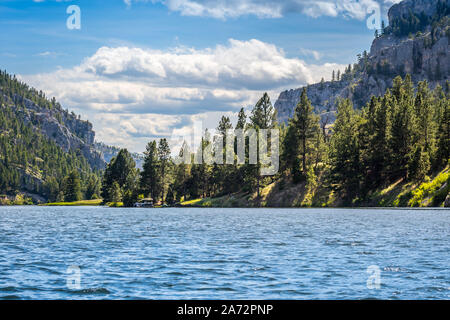 An overlooking landscape of Gates of the Mountain in Helena National Forest, Montana Stock Photo