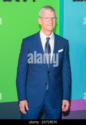 New York, NY - October 28, 2019: Apple CEO Tim Cook attends world premiere of Apple TV 'The Morning Show' at Lincoln Center David Geffen Hall Stock Photo