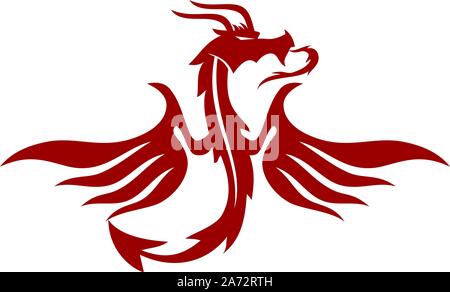 Dragon Logo Design Mascot Template Vector Isolated Stock Vector