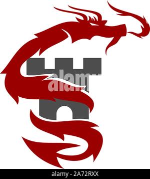 Dragon Logo Design Mascot Template Vector Isolated Stock Vector