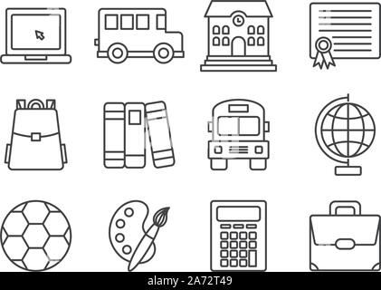 school and education icons set line style vector illustration Stock Vector