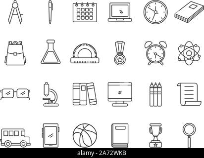 school and education icons set line style vector illustration Stock Vector
