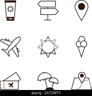 tourism vacations travel related icons set line style vector illustration Stock Vector