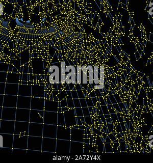 Exploded grid made of connected dots Stock Vector
