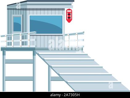 beach lifeguard tower icon, flat design Stock Vector