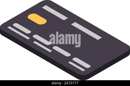 Black credit card icon, isometric style Stock Vector