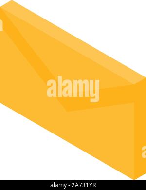 Yellow mail sign icon, isometric style Stock Vector