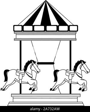 horse carousel icon, flat design Stock Vector