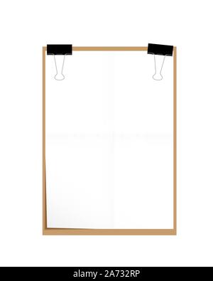 Office folder with a blank sheet fixed by a binder. Vector illustration on a white background. Stock Vector