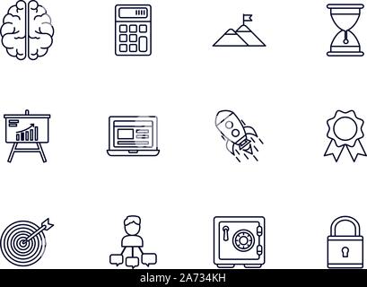 business startup success icons set line style vector illustration thick line Stock Vector
