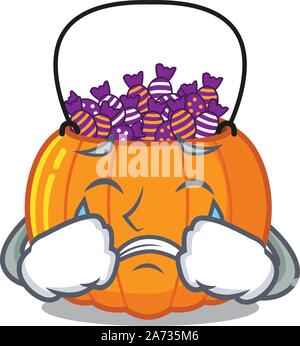 Crying candy bucket on with the character Stock Vector