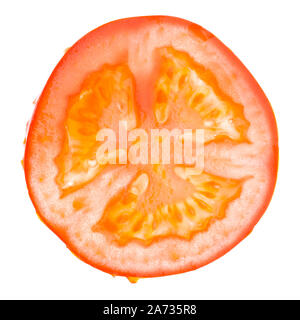 Single slice of a tomato isolated on white background Stock Photo