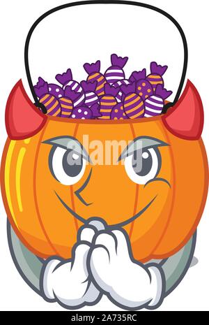 Devil candy bucket on with the character Stock Vector