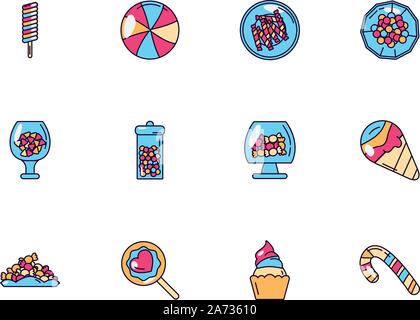 sweet dessert jar, candy and pastry icons set vector illustration Stock Vector