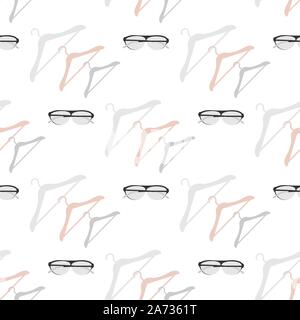 Vector seamless pattern with clothes hangers. Dry cleaning and laundry service. Black friday, big sale, discount. Organization of storage in a wardrob Stock Vector