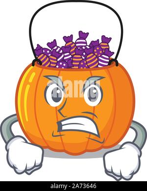 Angry candy bucket on with the character Stock Vector