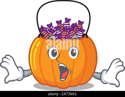 Surprised candy bucket on with the character Stock Vector