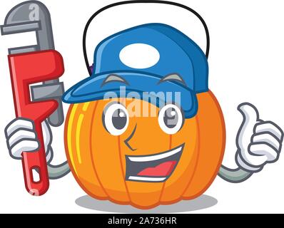 Plumber candy bucket in the cartoon refrigerator Stock Vector
