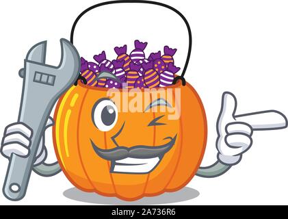Mechanic candy bucket in the cartoon refrigerator Stock Vector