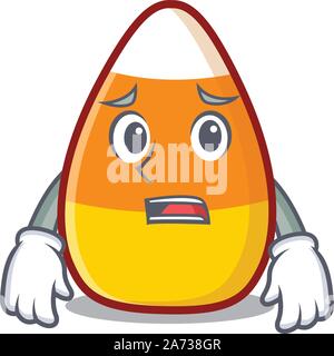 Afraid candy corn in a mascot jar Stock Vector