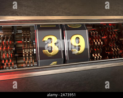 number 39 (number thirty-nine) style of slot machine. 3D illustration Stock Photo
