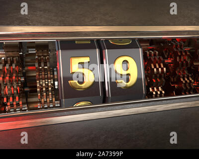 number 59 (number fifty-nine) style of slot machine. 3D illustration Stock Photo