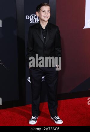 WESTWOOD, LOS ANGELES, CALIFORNIA, USA - OCTOBER 29: Jacob Tremblay arrives at the Los Angeles Premiere Of Warner Bros. Pictures' 'Doctor Sleep' held at the Westwood Regency Theater on October 29, 2019 in Westwood, Los Angeles, California, United States. (Photo by David Acosta/Image Press Agency) Stock Photo