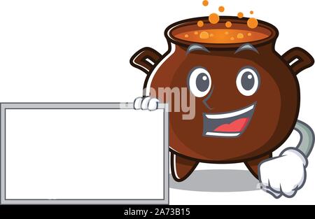 With board cauldron with in the isolated cartoon Stock Vector