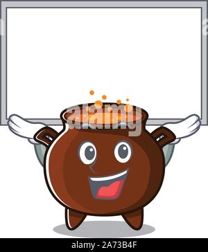 Up board cauldron with in the isolated cartoon Stock Vector