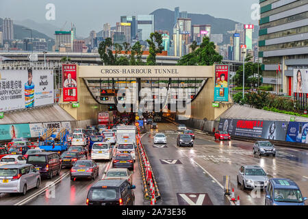 Cross Harbour Tunnel, Traffic Jam, Hong Kong Stock Photo