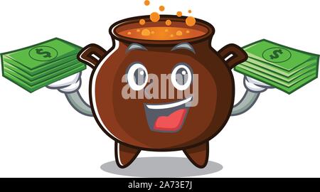 With money bag cauldron toy in the character shape Stock Vector