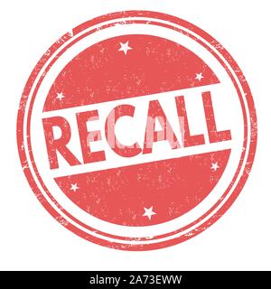 Recall sign or stamp on white background, vector illustration Stock Vector