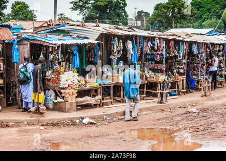 A roadside market  in the Serrekunda region in The Gambia, West Africa. Stock Photo