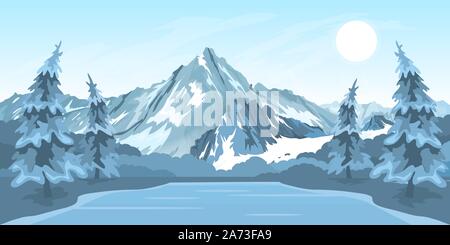 Winter rural landscape Stock Vector