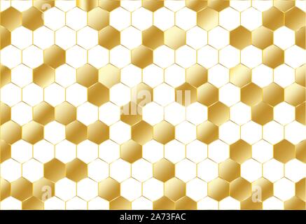 Abstract golden geometric hexagon pattern on white background and texture luxury style. Honeycomb. Vector illustration Stock Vector