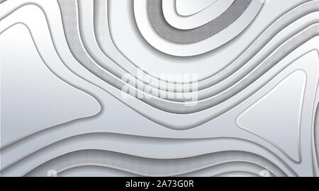 overlapping wave vector design. abstract background with a gradient gray color Stock Vector