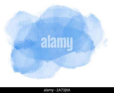 Abstract watercolor splashes in shades of blue on white background. Stock Photo