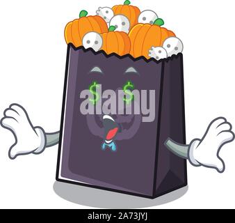 Money eye halloween bag with the mascot shape Stock Vector