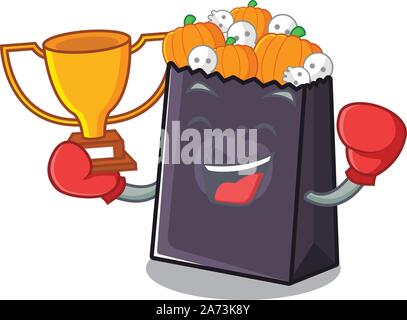 Boxing winner halloween bag with the mascot shape Stock Vector