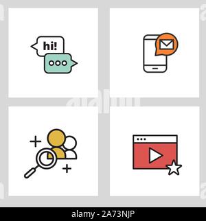 Thin line Various Social Media Icons Set. Stock Vector