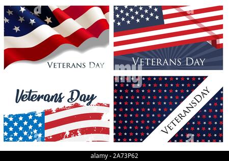 Set of brochure, poster templates in veterans day style. Beautiful design and layout Stock Vector