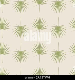 Tropical composition with palm leaves. Vector illustration with a repeating pattern. Seamless and floral background. Green Fan Palm. Stock Vector