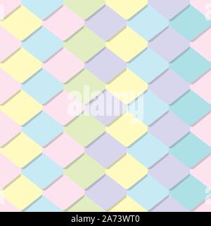 Cute pastel tiles stacked cascading on each other. Scales pattern, mermaid skin. Lovely rhombus in a seamless pattern. Vector illustration background. Stock Vector