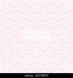 Cute pastel tiles stacked cascading on each other. Pink geometric figures with shadow. Scales pattern or mermaid skin. Rhombus in a seamless pattern. Stock Vector