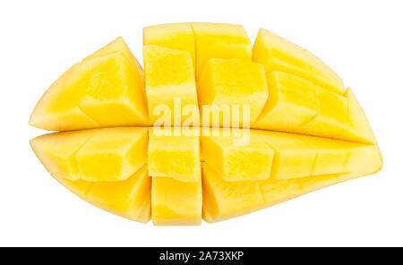 sliced yellow mango path isolated on white Stock Photo