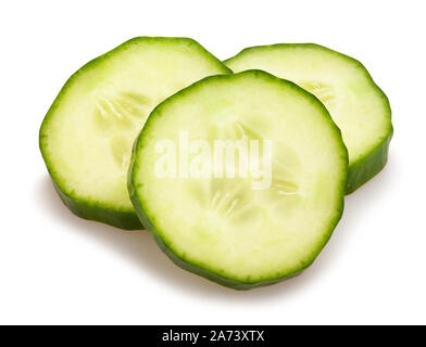 sliced cucumber path isolated on white Stock Photo