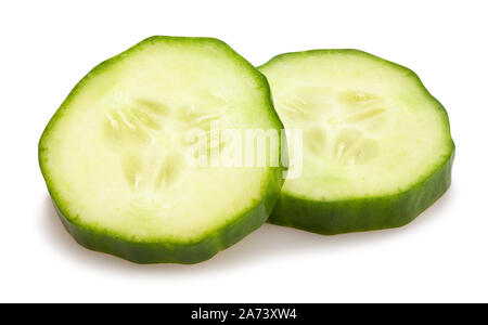 sliced cucumber path isolated on white Stock Photo
